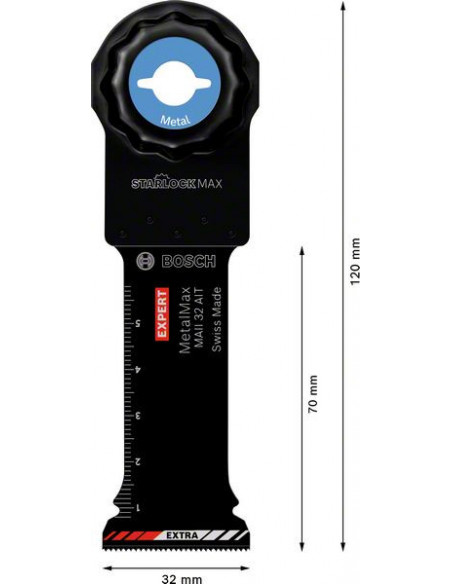 Hoja de multiherramienta EXPERT MetalMax MAII 32 AIT de 70 x 32 mm