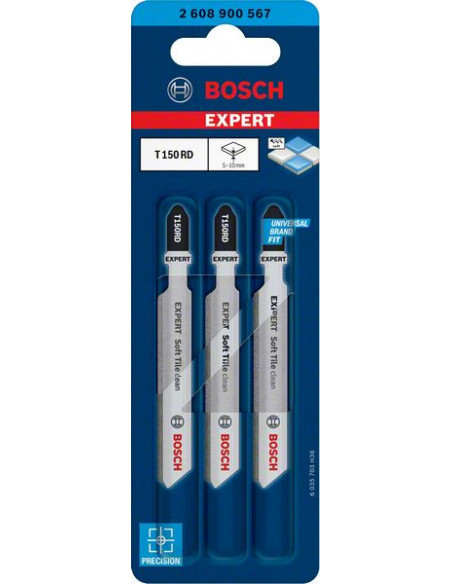 Hoja de sierra de calar EXPERT 'Soft Tile Clean' T 150 RD, 3 unidades