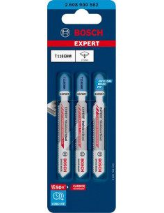 BOSCH EXPERT 2608900562 Hoja de sierra de calar EXPERT ‘Stainless Steel’ T 118 EHM, 3 unidades 2
