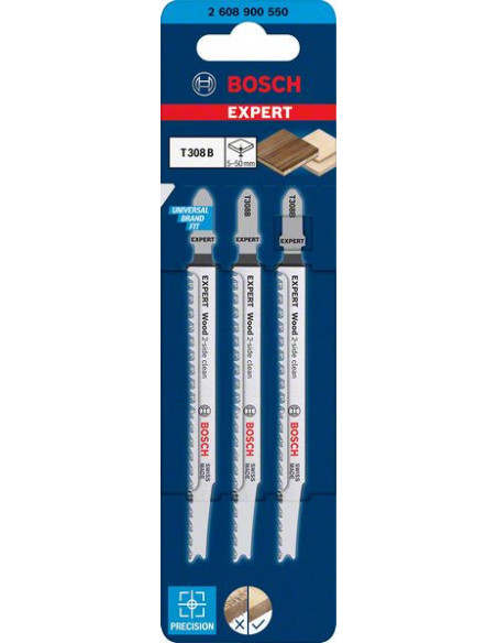 Hoja de sierra de calar EXPERT 'Wood 2-side clean' T 308 B, 3 unidades