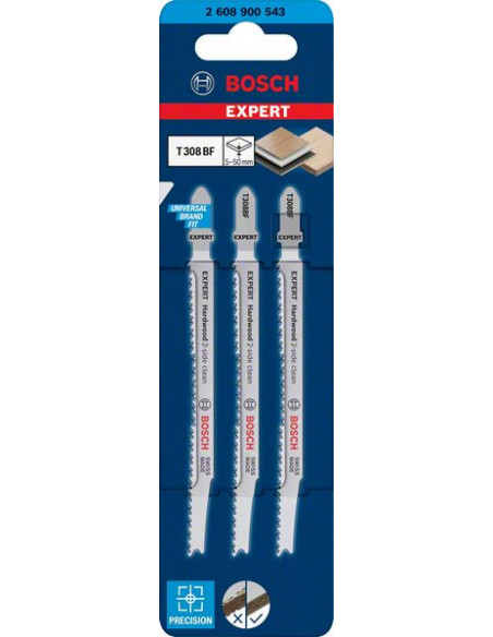 Hoja de sierra de calar EXPERT ‘Hardwood 2-side clean’ T 308 BF, 3 unidades
