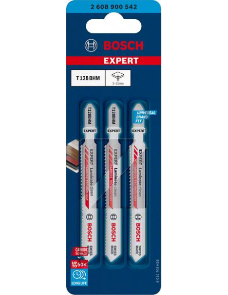 Hoja de sierra de calar EXPERT 'Laminate Clean' T128 BHM, 3 unidades