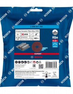 BOSCH EXPERT 2608621783 Disco de fibra EXPERT R781 Prisma Ceramic X-LOCK de 125 mm, 22,23 mm, G 60, 5 unidades 2