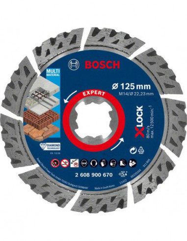 BOSCH EXPERT 2608900670 Disco de corte de diamante EXPERT MultiMaterial X-LOCK de 125 x 22,23 x 2,4 x 12 mm