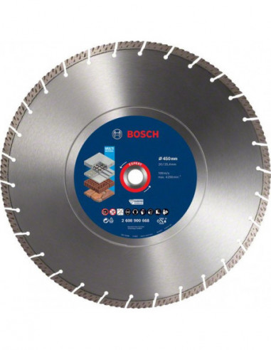 BOSCH EXPERT 2608900668 Disco de corte de diamante EXPERT MultiMaterial de 450 x 25,40 x 3,3 x 12 mm