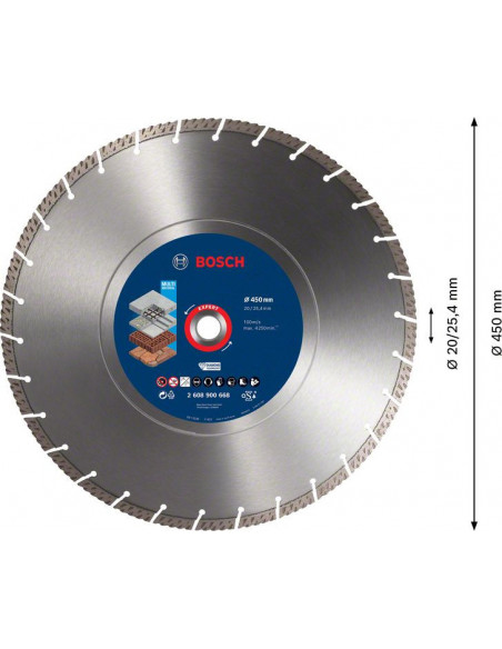 Disco de corte de diamante EXPERT MultiMaterial de 450 x 25,40 x 3,3 x 12 mm