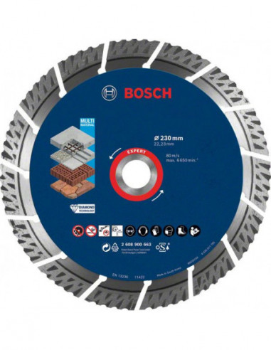 BOSCH EXPERT 2608900663 Disco de corte de diamante EXPERT MultiMaterial de 230 x 22,23 x 2,4 x 15 mm