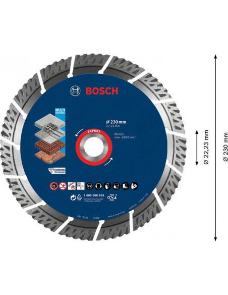 Disco de corte de diamante EXPERT MultiMaterial de 230 x 22,23 x 2,4 x 15 mm