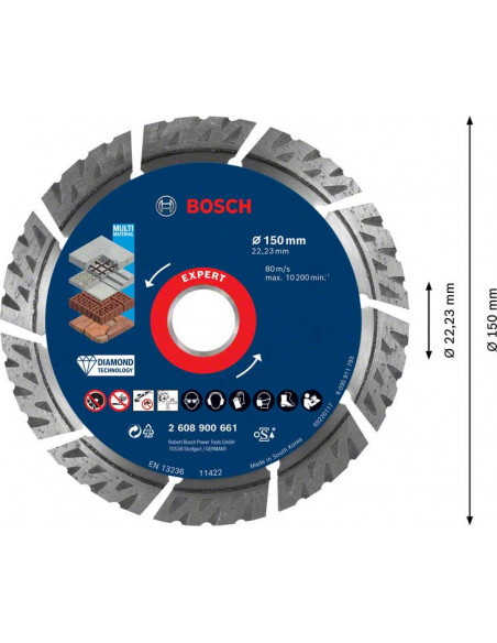 Disco de corte de diamante EXPERT MultiMaterial de 150 x 22,23 x 2,4 x 12 mm