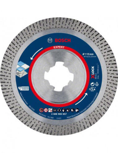 BOSCH EXPERT 2608900657 Disco de corte de diamante EXPERT HardCeramic X-LOCK de 115 x 22,23 x 1,4 x 10 mm