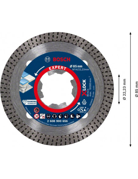 Disco de corte de diamante EXPERT HardCeramic X-LOCK de 85 x 22,23 x 1,6 x 7 mm