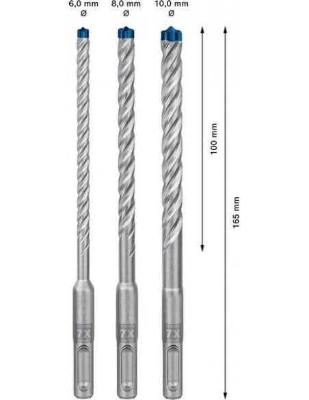 Set de brocas para martillo EXPERT SDS plus-7X de 6/8/10 mm, 3 unidades