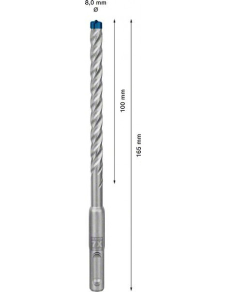 Broca para martillo EXPERT SDS plus-7X de 8 x 100 x 165 mm, 50 unidades