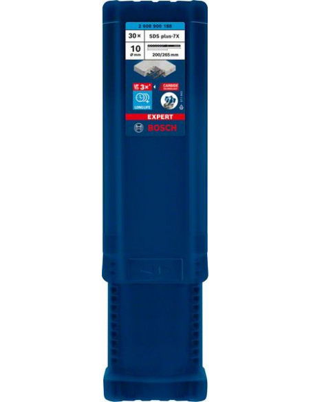 Broca para martillo EXPERT SDS plus-7X de 10 x 200 x 265 mm, 30 unidades
