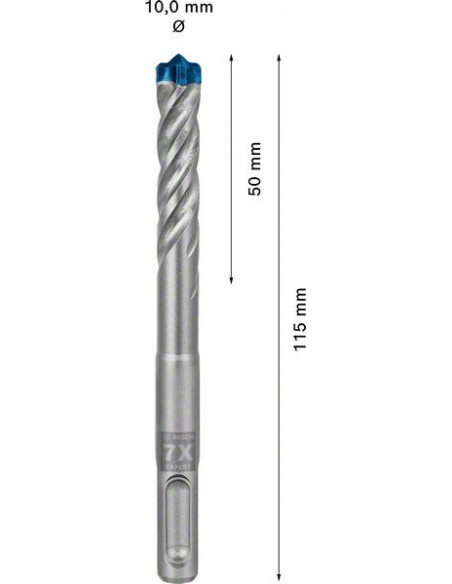 Broca para martillo EXPERT SDS plus-7X de 10 x 50 x 115 mm