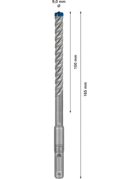 Broca para martillo EXPERT SDS plus-7X de 9 x 100 x 165 mm