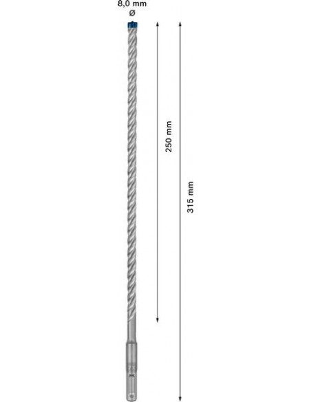 Broca para martillo EXPERT SDS plus-7X de 8 x 250 x 315 mm