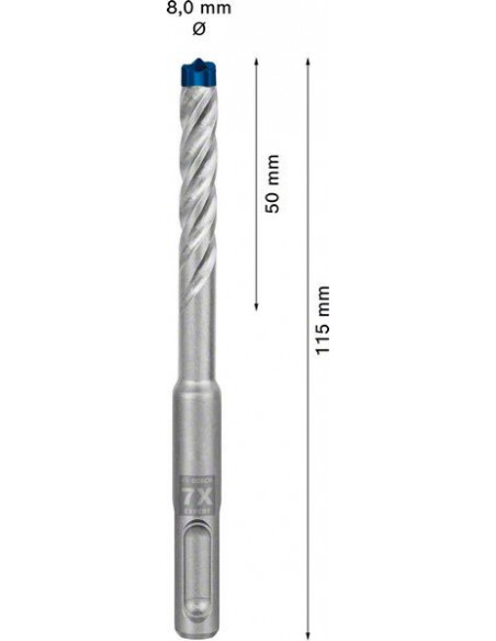 Broca para martillo EXPERT SDS plus-7X de 8 x 50 x 115 mm