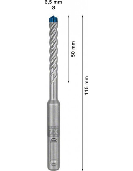 Broca para martillo EXPERT SDS plus-7X de 6,5 x 50 x 115 mm