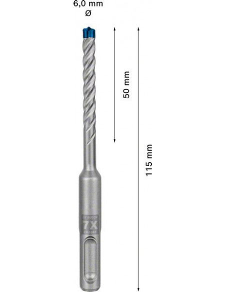 Broca para martillo EXPERT SDS plus-7X de 6 x 50 x 115 mm