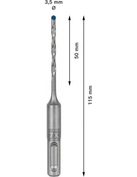 Broca para martillo EXPERT SDS plus-7X de 3,5 x 50 x 115 mm