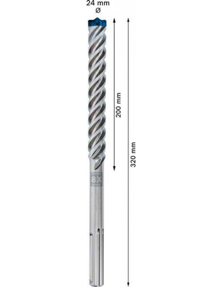 Broca para martillo EXPERT SDS max-8X de 24 x 200 x 320 mm