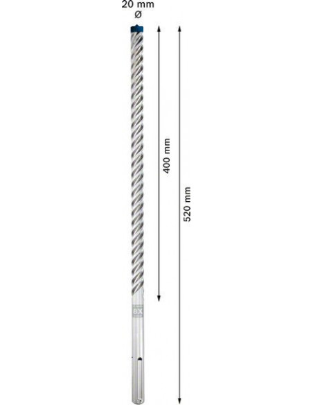 Broca para martillo EXPERT SDS max-8X de 20 x 400 x 520 mm