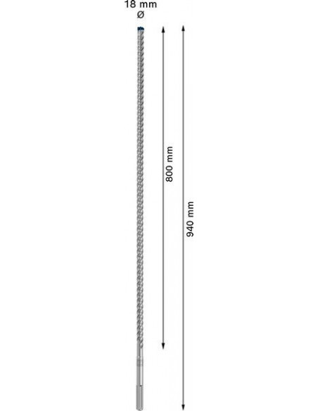 Broca para martillo EXPERT SDS max-8X de 18 x 800 x 940 mm