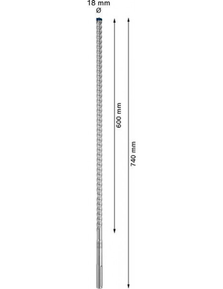Broca para martillo EXPERT SDS max-8X de 18 x 600 x 740 mm