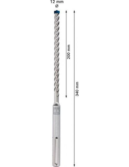 Broca para martillo EXPERT SDS max-8X de 12 x 200 x 340 mm