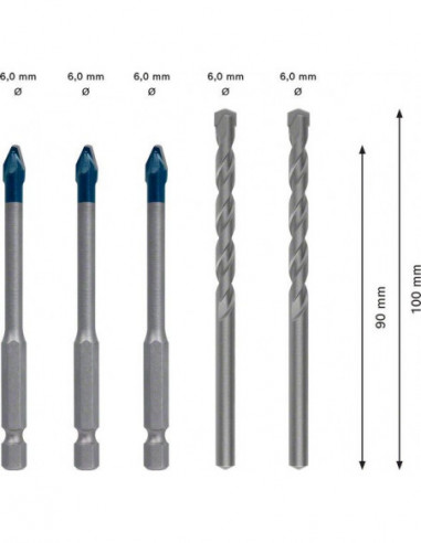 Set mixto de 5 brocas EXPERT HEX-9 HardCeramic...