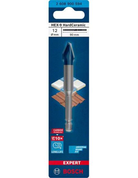 BOSCH 2608900594 Broca EXPERT HEX-9 Hard Ceramic (12 x 90 mm)