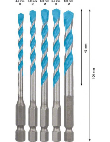 Set de 5 brocas EXPERT HEX-9 MultiConstruction...