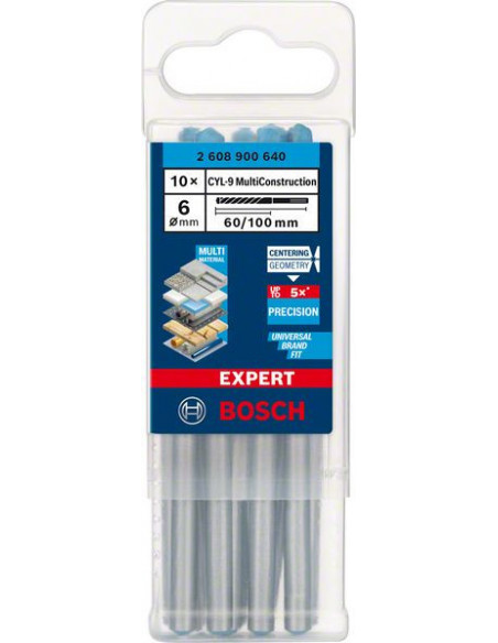Broca EXPERT CYL-9 MultiConstruction de 6 x 60 x 100 mm, 10 unidades