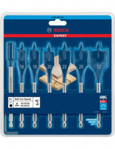 BOSCH EXPERT 2608900334 Set de brocas fresadoras planas EXPERT Self Cut Speed de 16/18/20/22/25/32 mm, 7 unidades 2