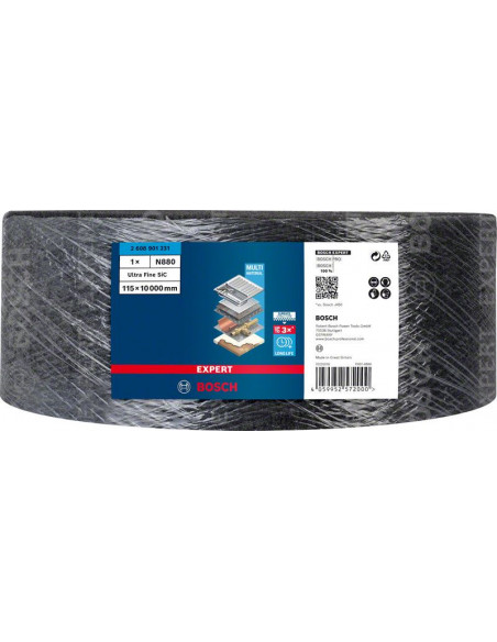 Rollo de vellón EXPERT N880 para lijado manual de 115 mm x 10 m, ultrafino S