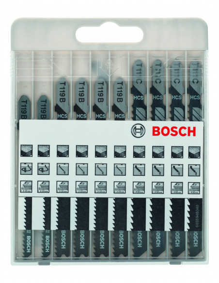 Set de 10 Hoja de sierra de calar para madera "Basic for Wood" con vástago de inserción en T