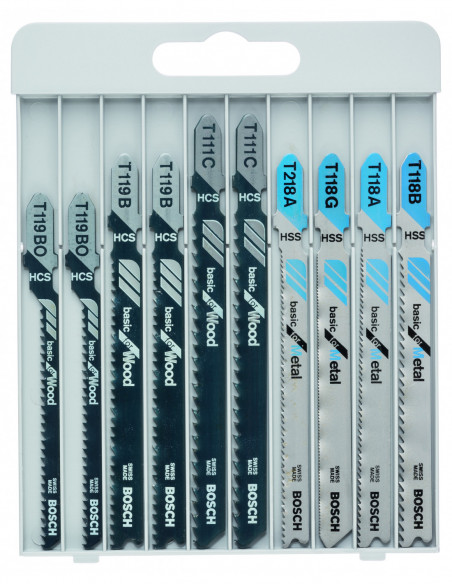 Comprar Set de 10 Hoja de sierra de calar Basic for Wood and Metal con vástago de inserción en T. Ref: 2607010630 Comprar Set de 10 Hoja de sierra de calar Basic for Wood and Metal con vástago de inserción en T. Ref: 2607010630