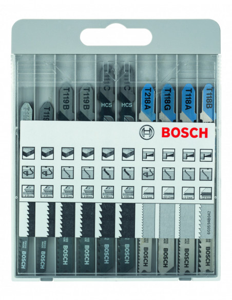 Set de 10 Hoja de sierra de calar Basic for Wood and Metal con vástago de inserción en T