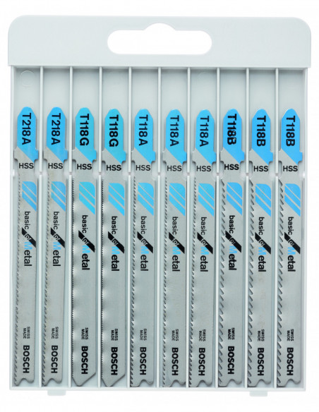 Comprar Set de 10 Hoja de sierra de calar para metal "Basic for Metal" con vástago de inserción en T. Ref: 2607010631 Comprar Set de 10 Hoja de sierra de calar para metal "Basic for Metal" con vástago de inserción en T. Ref: 2607010631