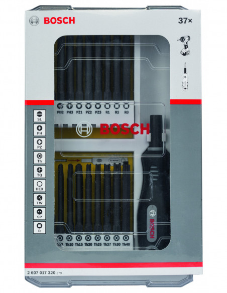 Sets mixtos de puntas de atornillar Extra Hard, PH, PZ, SL, TH, TQ, H, TW, SP, R y portapuntas