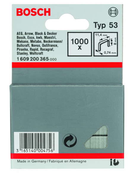 Grapas de alambre fino, tipo 53