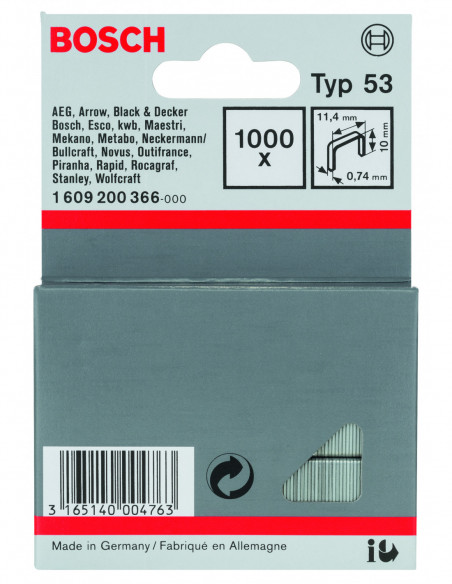 Grapas de alambre fino, tipo 53