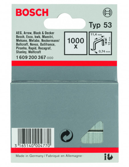 Grapas de alambre fino, tipo 53