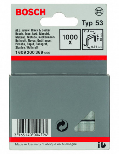 Grapas de alambre fino, tipo 53