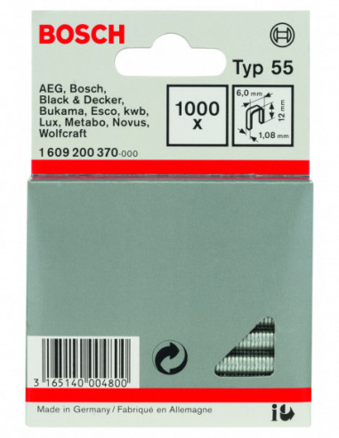 Grapas de lomo estrecho, tipo 55