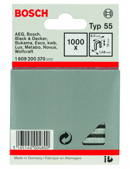 Grapas de lomo estrecho, tipo 55