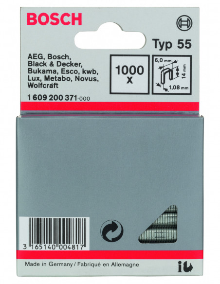 Grapas de lomo estrecho, tipo 55