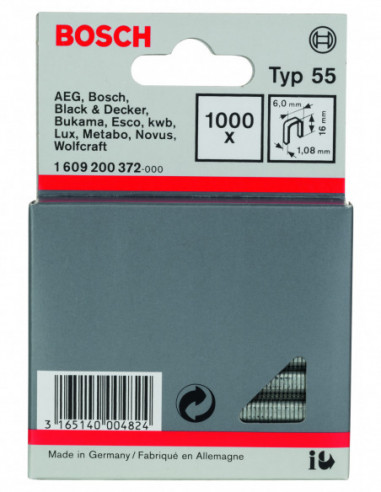 Grapas de lomo estrecho, tipo 55