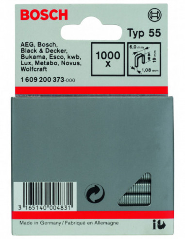 Grapas de lomo estrecho, tipo 55